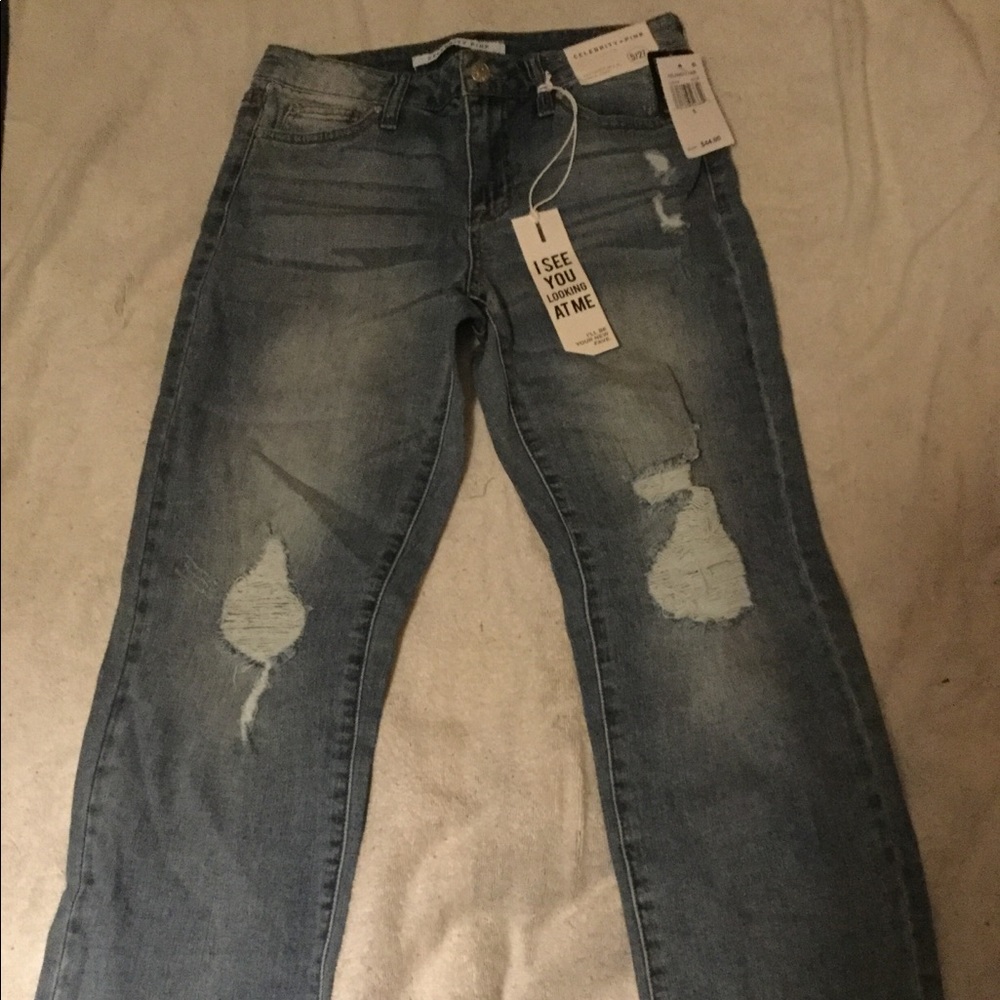 Celebrity Pink Juniors Distress Boyfriend Jeans